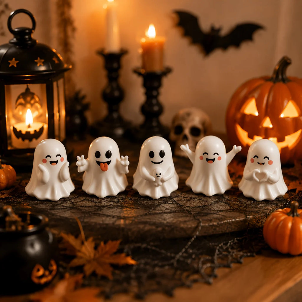5-Piece Mini Halloween Ghost Figurine Set