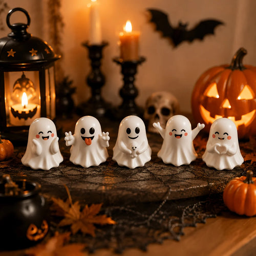 5-Piece Mini Halloween Ghost Figurine Set