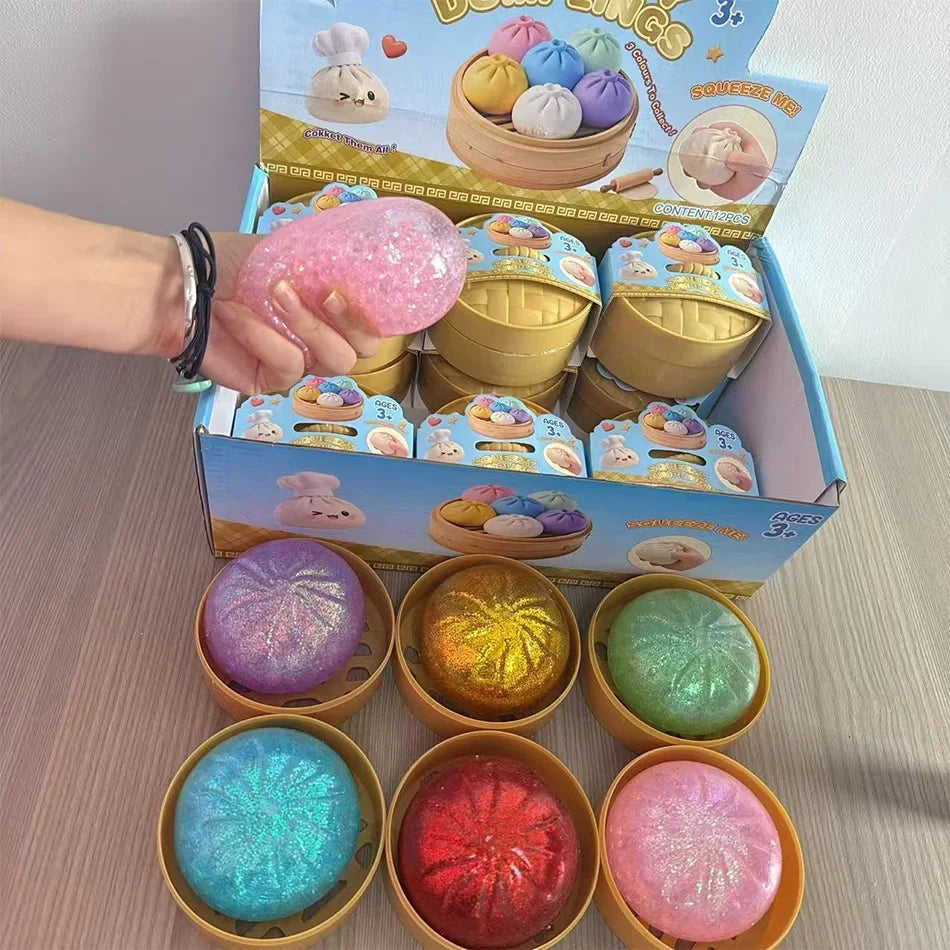 Dumpling Pressure Dumpling Squishies Cute Colorful Bun Toy Slow Rising Stress Relief Fidget Toy for Kids Adults Anti-Anxiety Toy