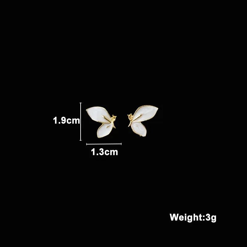 Pure White Women's Dangle Earrings Blooming Flower Acrylic Enamel Butterfly Imitation Pearl Heart Hanging Earrings Elegant Brinc