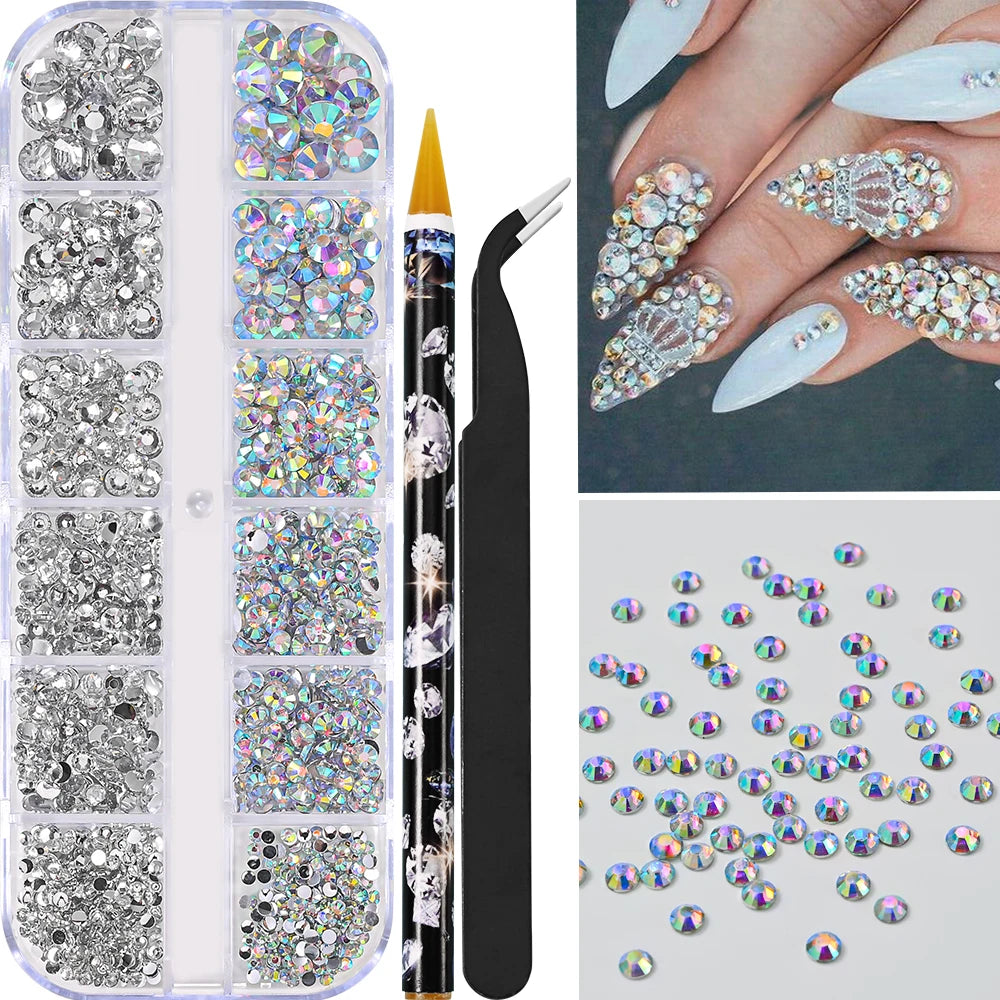 Nail Art Pearl-Look Beads & Rhinestones – Assorted Box Options