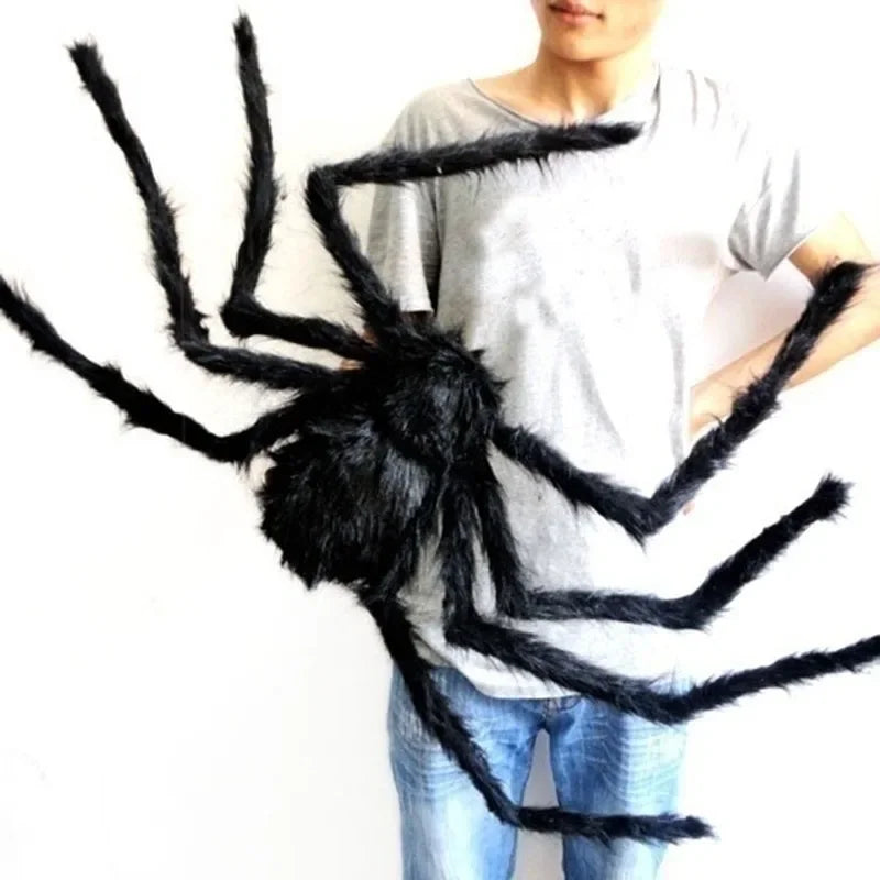 Black Plush Spider with Bendable Legs – Halloween Decoration