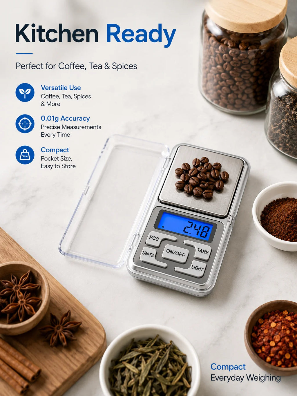 Digital Pocket Scale – 500 g Capacity, 0.01 g Resolution