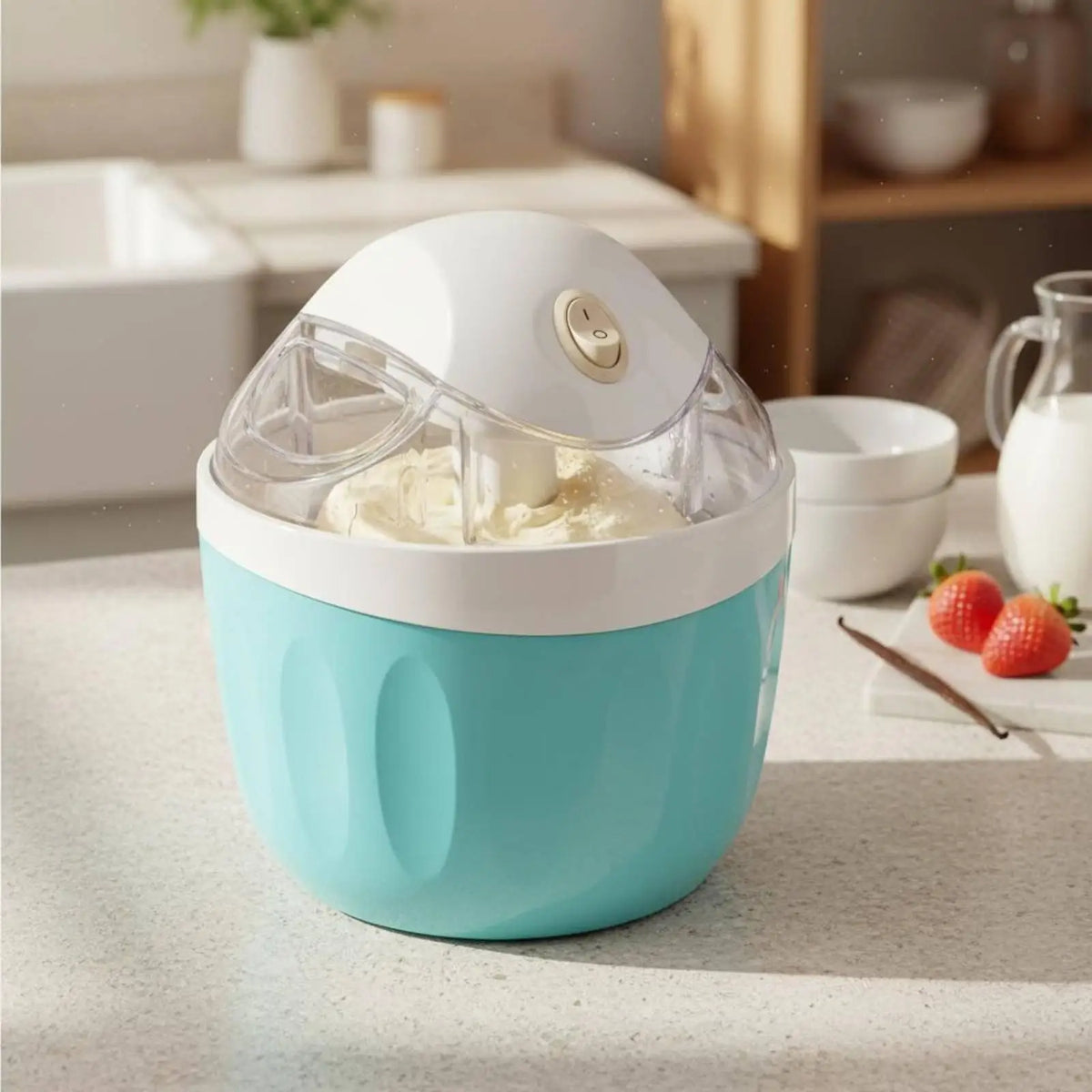 Kitchen Dessert Machine Easy to Use Ice Cream Maker Transparent Lid Countertop Freeze Treat Maker for Families Kitchen Home