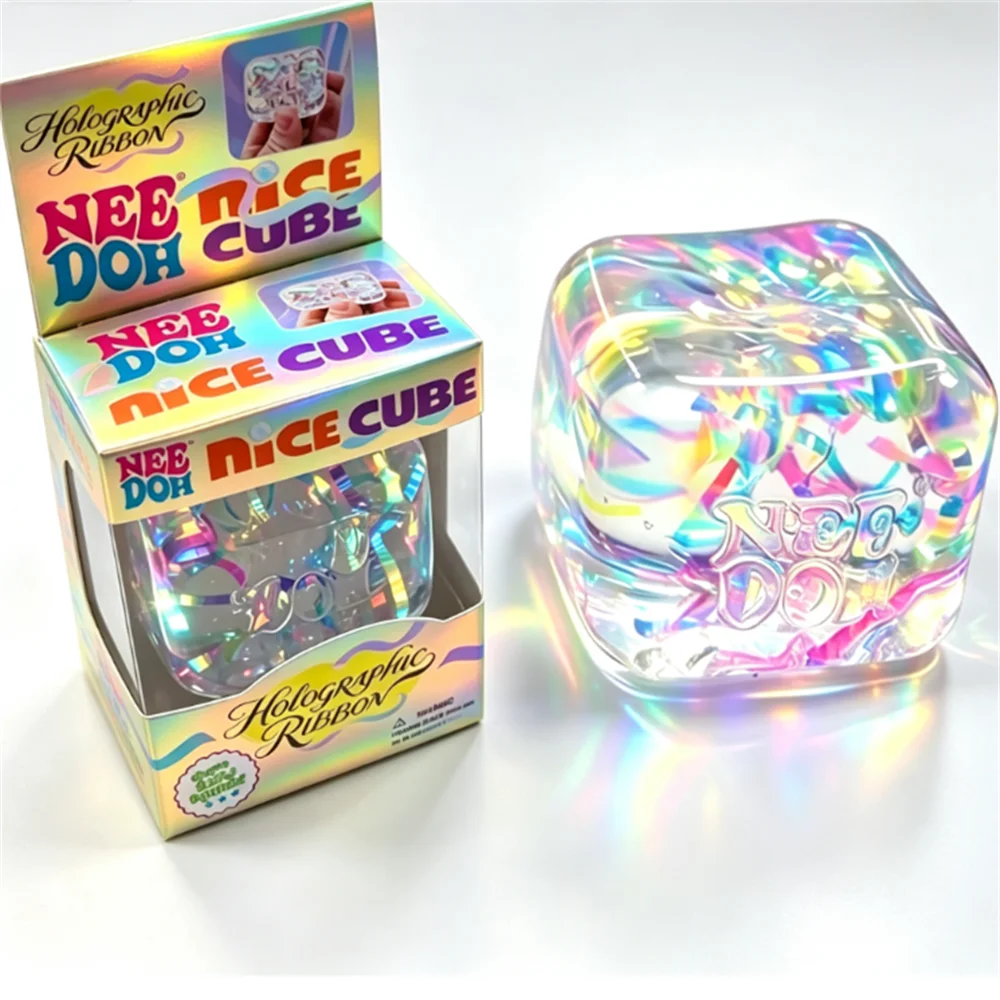 Holographic Ribbon Squeeze Fidget Cube