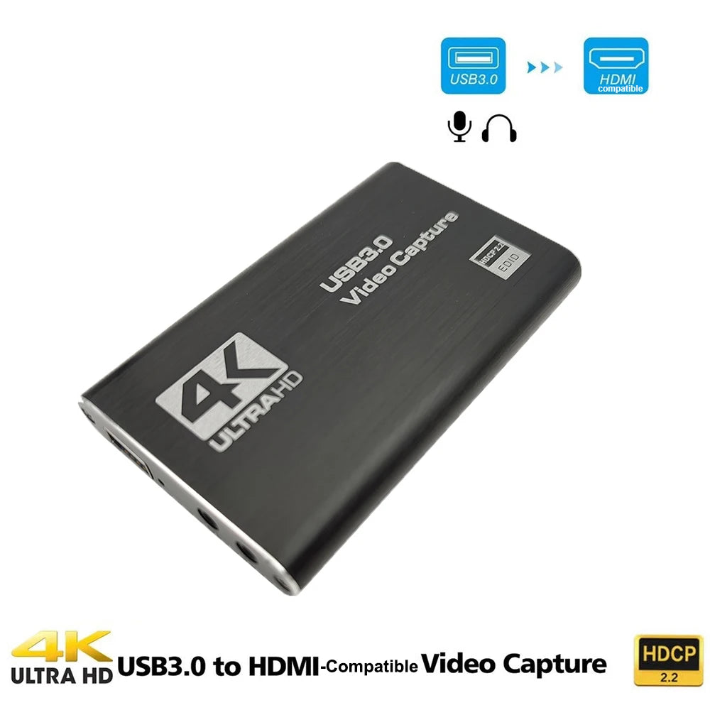USB 3.0 4K 60HZ 1080P 60Fps HD Audio Video Capture Card Converter for Game Broadcasts Video Recording HDMI-compatible Output