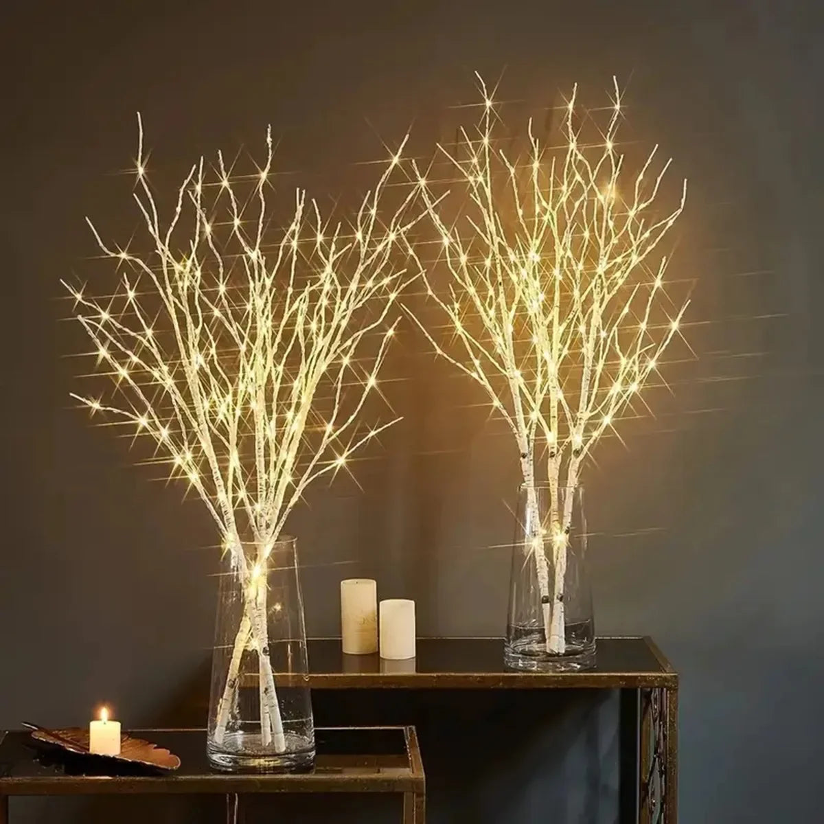 White Birch-Style LED Branch Light – 20 LEDs, Single Branch