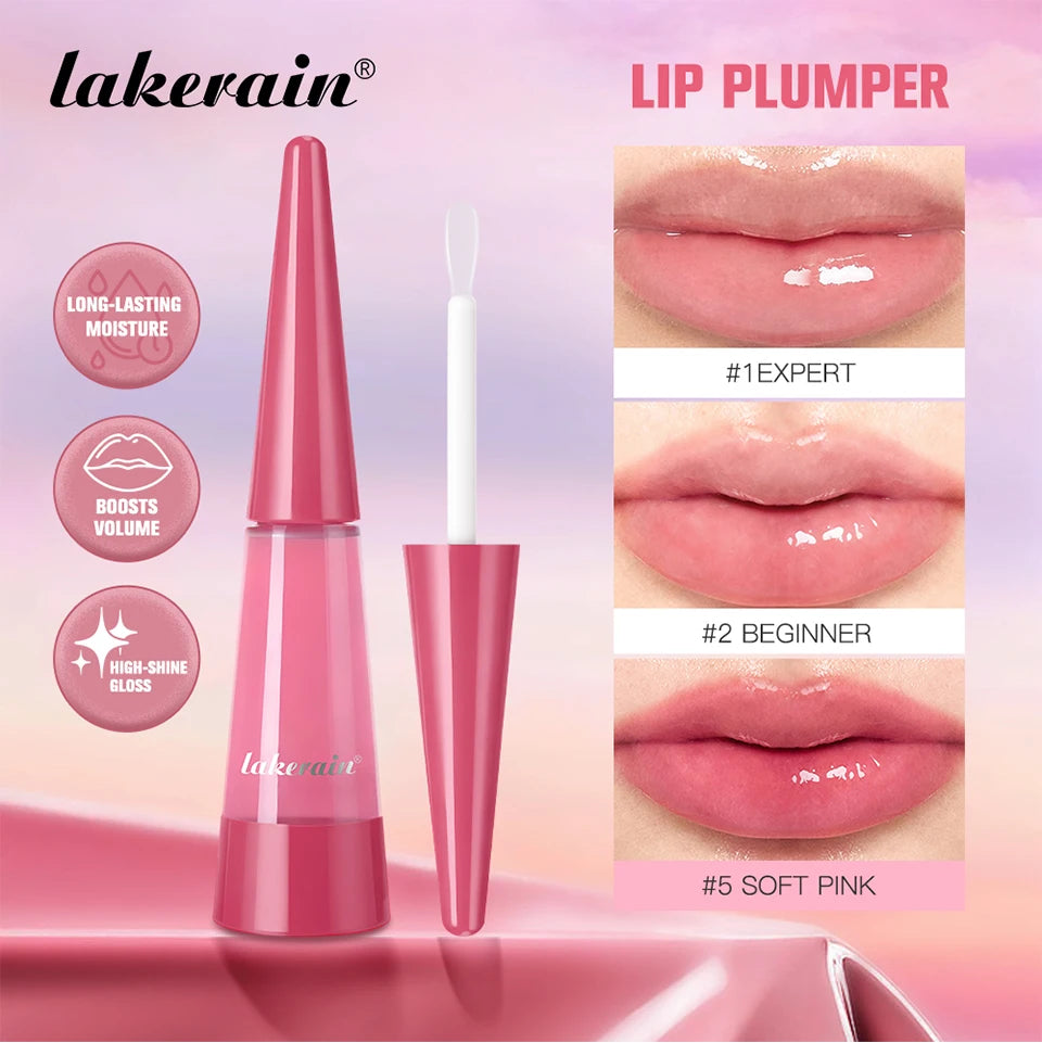 Lakerain Lip Plumper Gloss Oil Lip Long-Lasting Moisturizer Volume Boosting Lip Oil Volumizing & Hydrating Non-Dry Plumping