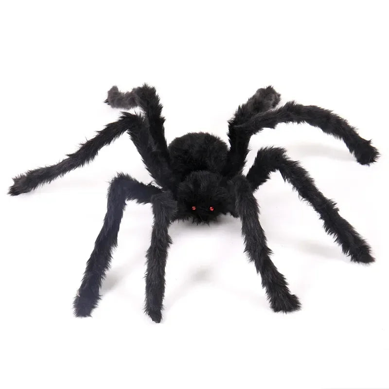 Black Plush Spider with Bendable Legs – Halloween Decoration