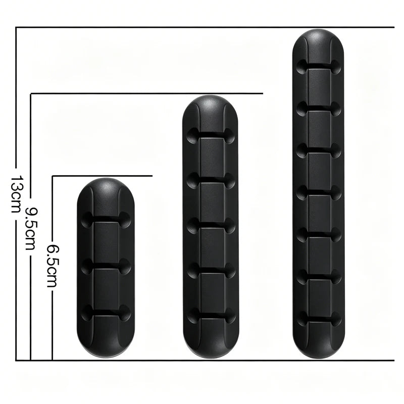 3-Piece Self-Adhesive Silicone Cable Organizer Set