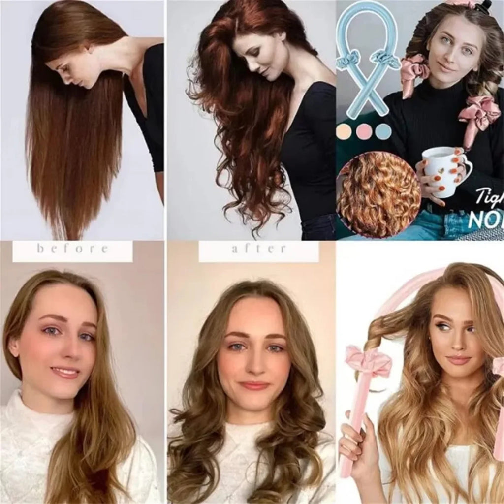 Heatless Curling Rod Headband – No-Heat Soft Curler with Scrunchies