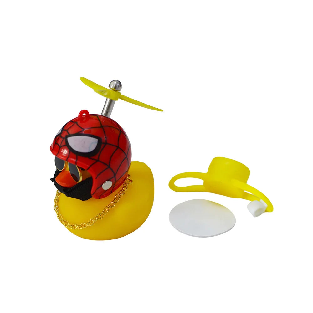 Motorcycle Cute Wind-breaking Duck Bicycle Small Yellow Duck with Helmet Airscrew Car Interior Decoration Decor Accessories