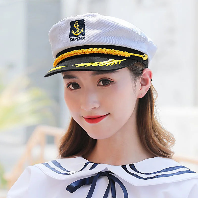Captain's Yacht Hat – Adjustable, Gold Rope Trim, 3 Colors