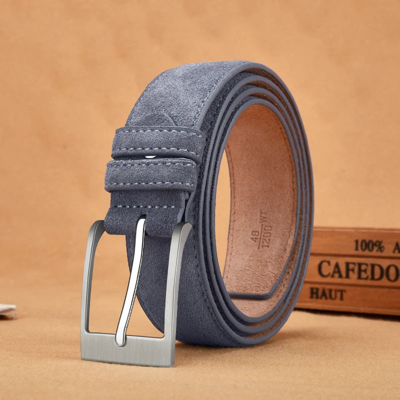 Suede-Look Casual Belt with Classic Pin Buckle