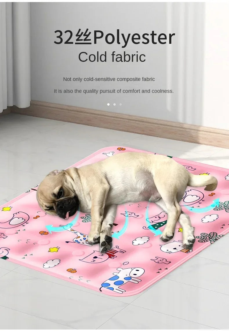 Large Pet Cooling Mat for Summer Heat Relief Reusable Breathable Gel Freeze Panel for Dogs Cats Indoor Outdoor Crate Bed