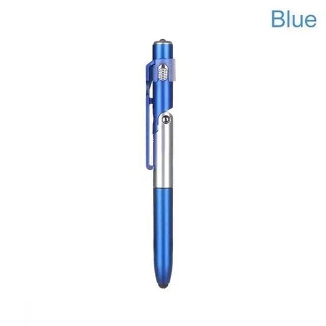 Multifunction 4-in-1 Foldable Ballpoint Pen Stylus (Flashlight + Support) for Tablet Cellphone