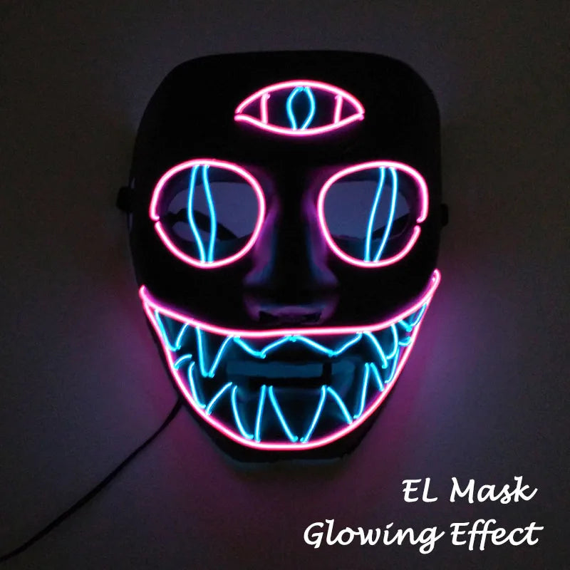 EL Light-Up Halloween Mask – 3 Lighting Modes