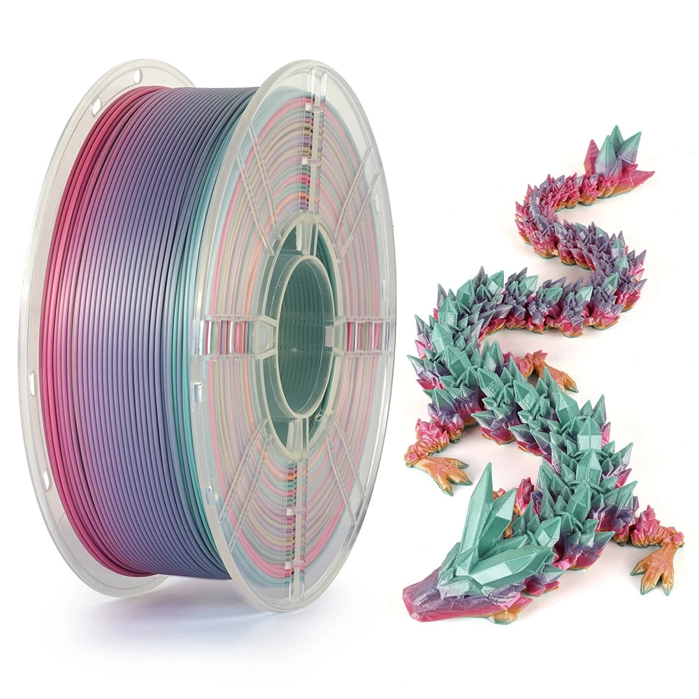 KINGROON Rainbow Silk PLA Filament – 1.75 mm, 2.2 lb (1 kg)