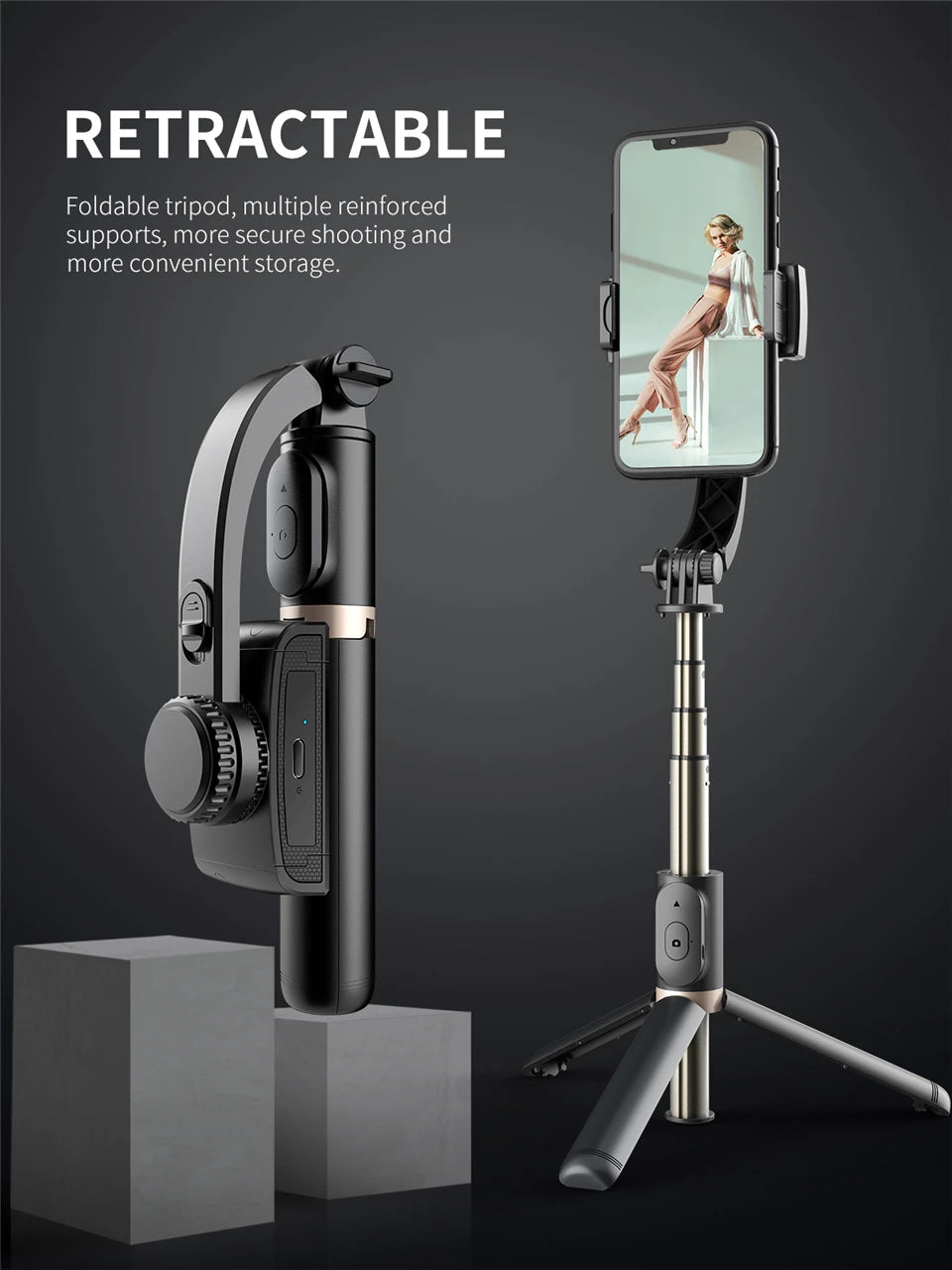 Q08 Smartphone Gimbal with Selfie Stick & Tripod