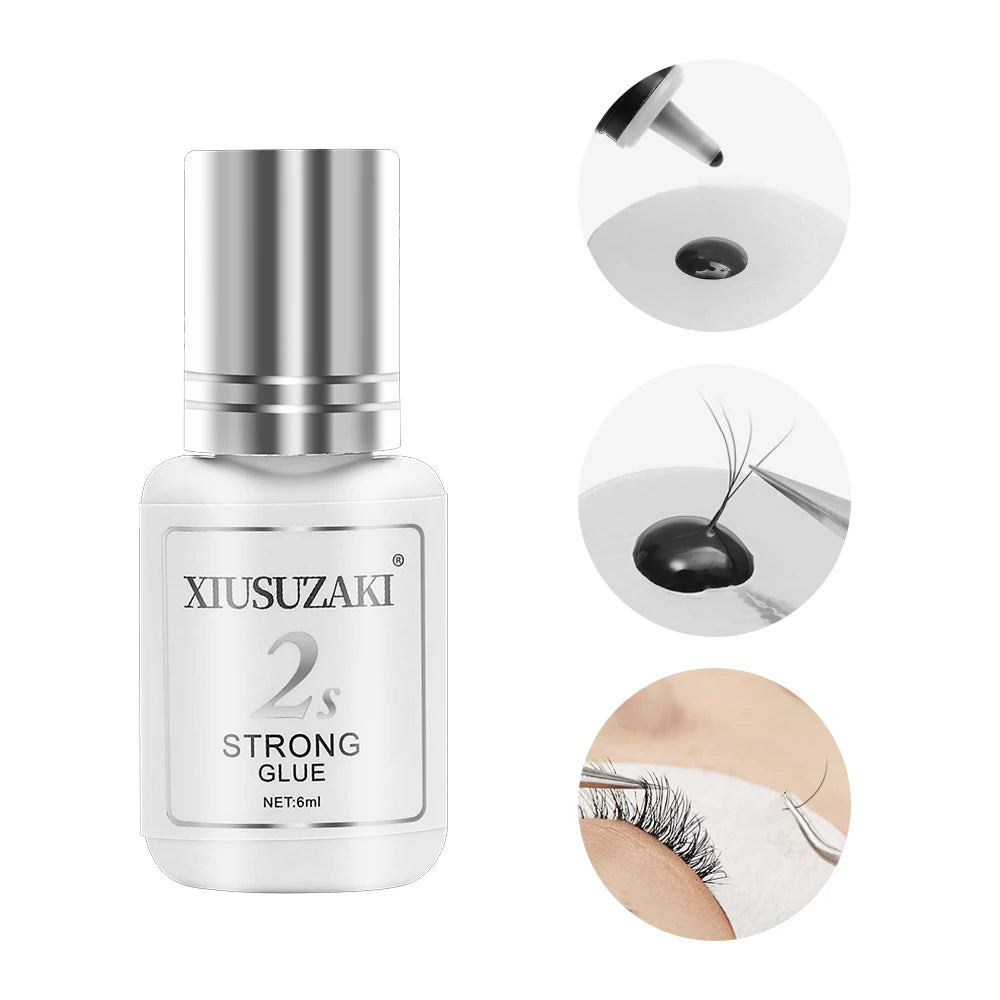 XIUSUZAKI Lash Extension Adhesive – Black, Clear & UV Options, 6 mL