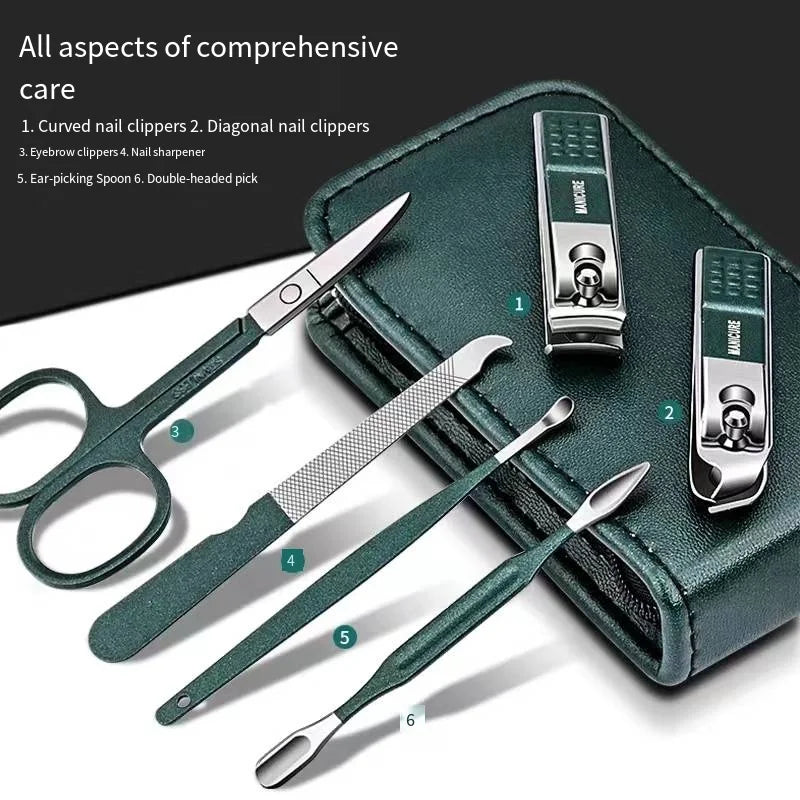 6-Piece Stainless Steel Nail Clipper Set – Precision Manicure & Pedicure Kit for Men & Women, Portable