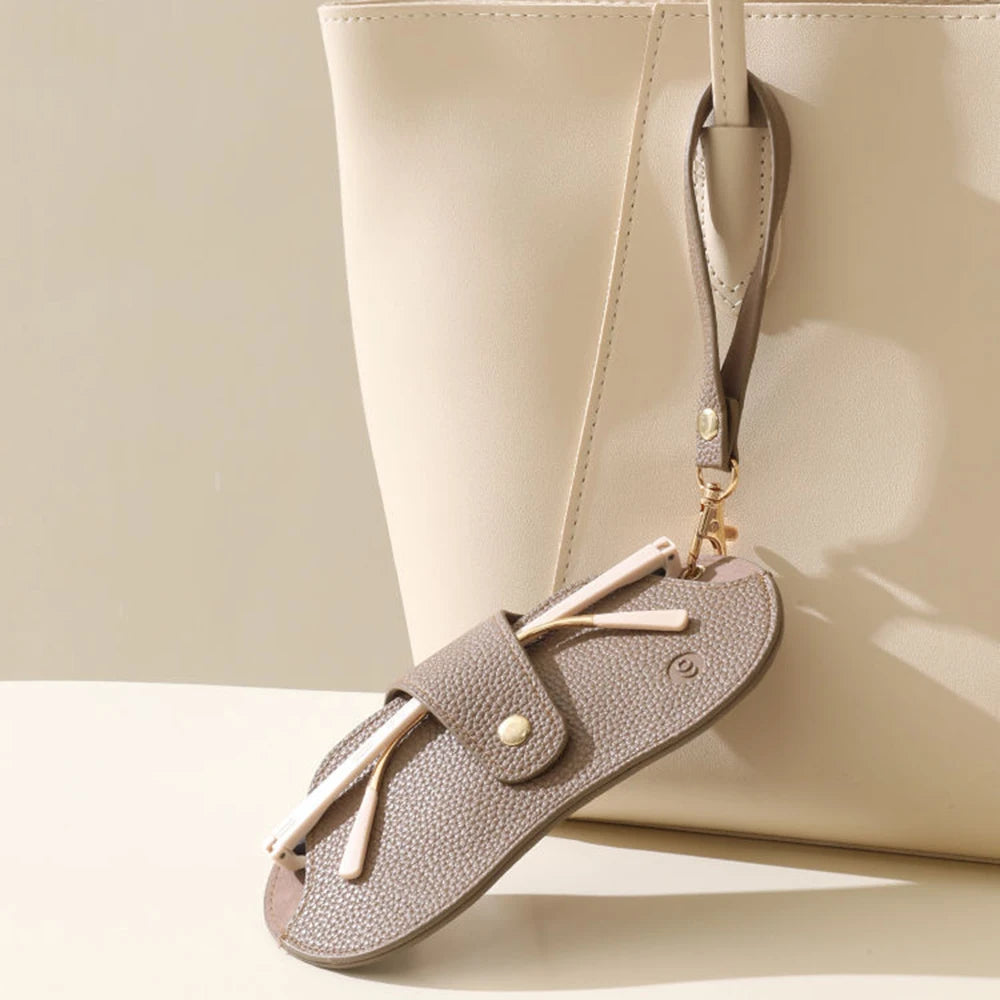 Textured Faux Leather Glasses Pouch with Carry Handle