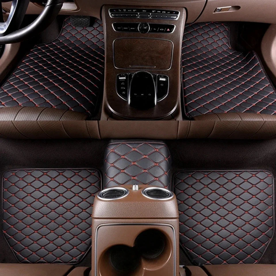 Diamond-Pattern Car Floor Mats – 5-Piece Set