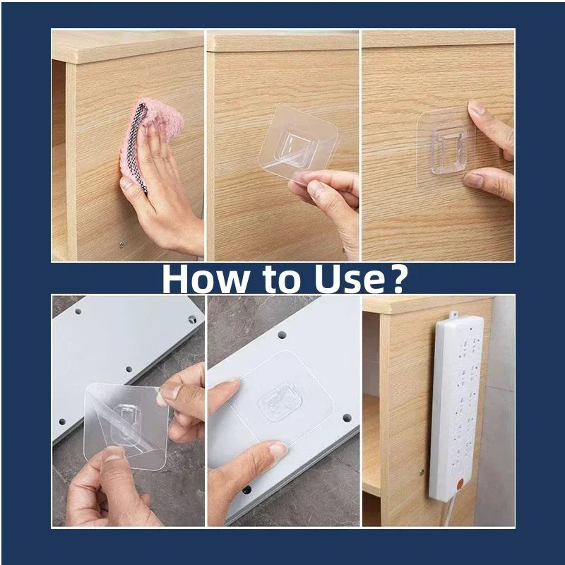 Clear Interlocking Adhesive Mounting Clips – 2–40 Pieces