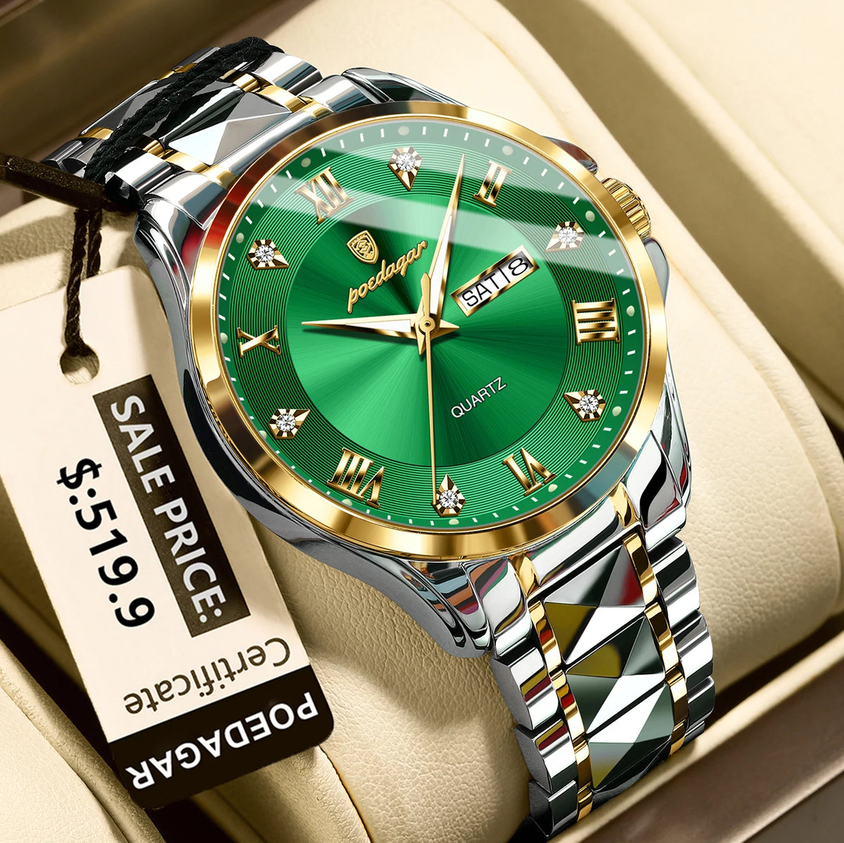 POEDAGAR 883 Men’s Day-Date Quartz Watch