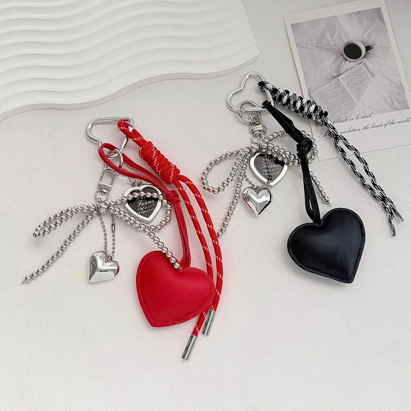 Bow & Heart Braided Bag Charm