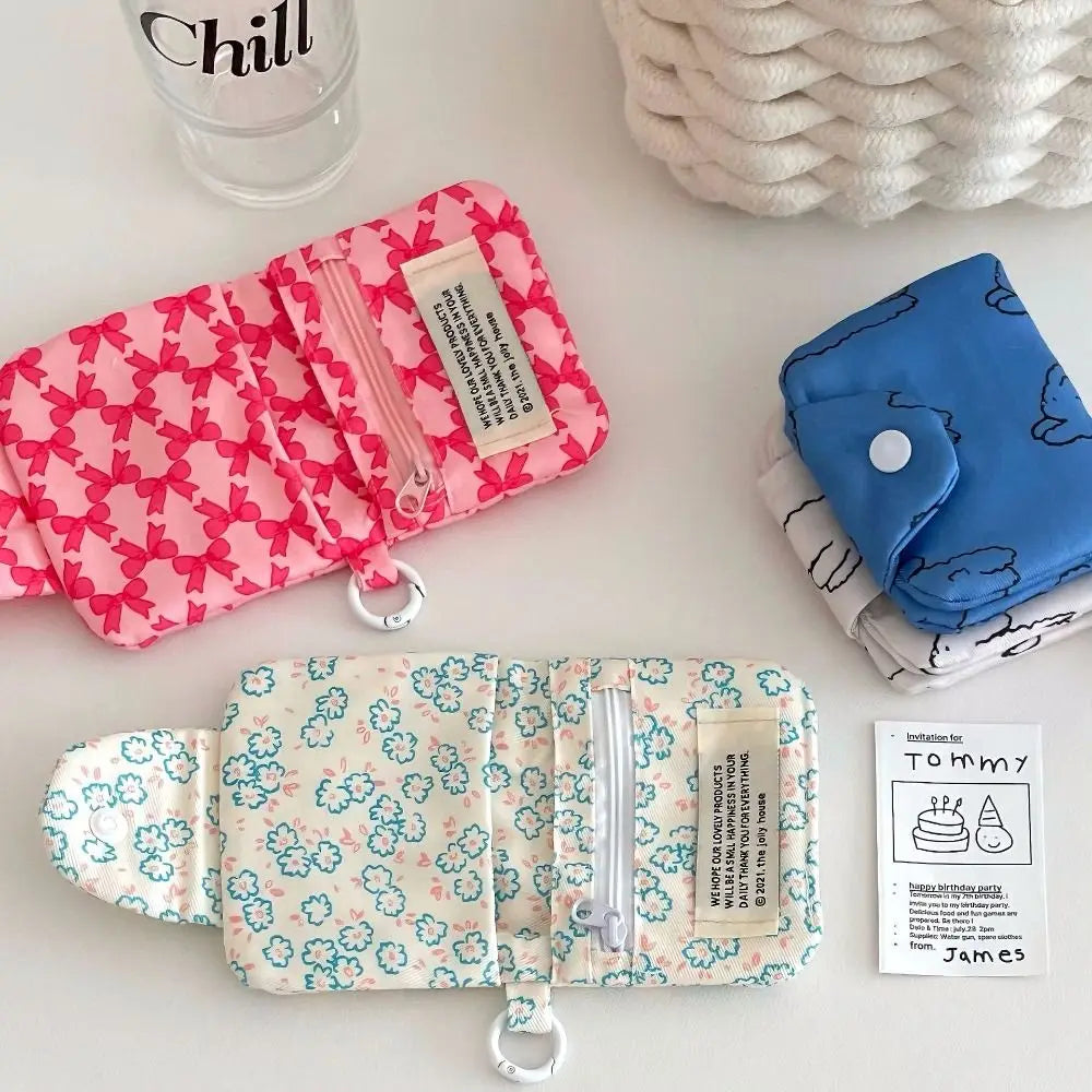 Mini Floral Coin Purse – Snap Card Holder with Key Ring, 4 Prints