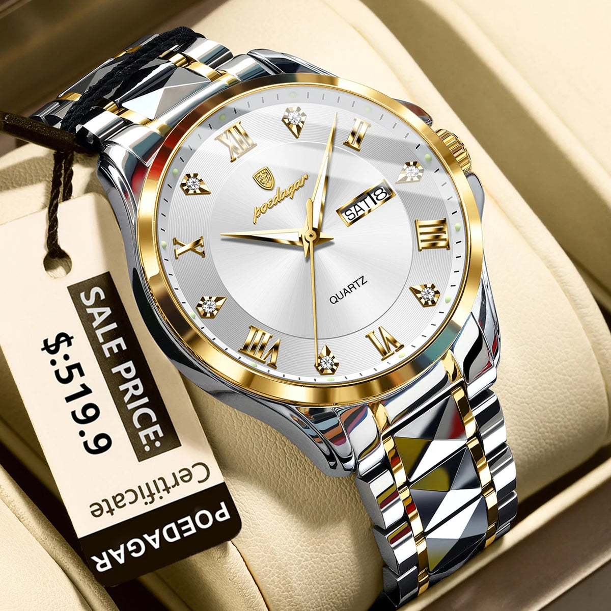 POEDAGAR 883 Men’s Day-Date Quartz Watch