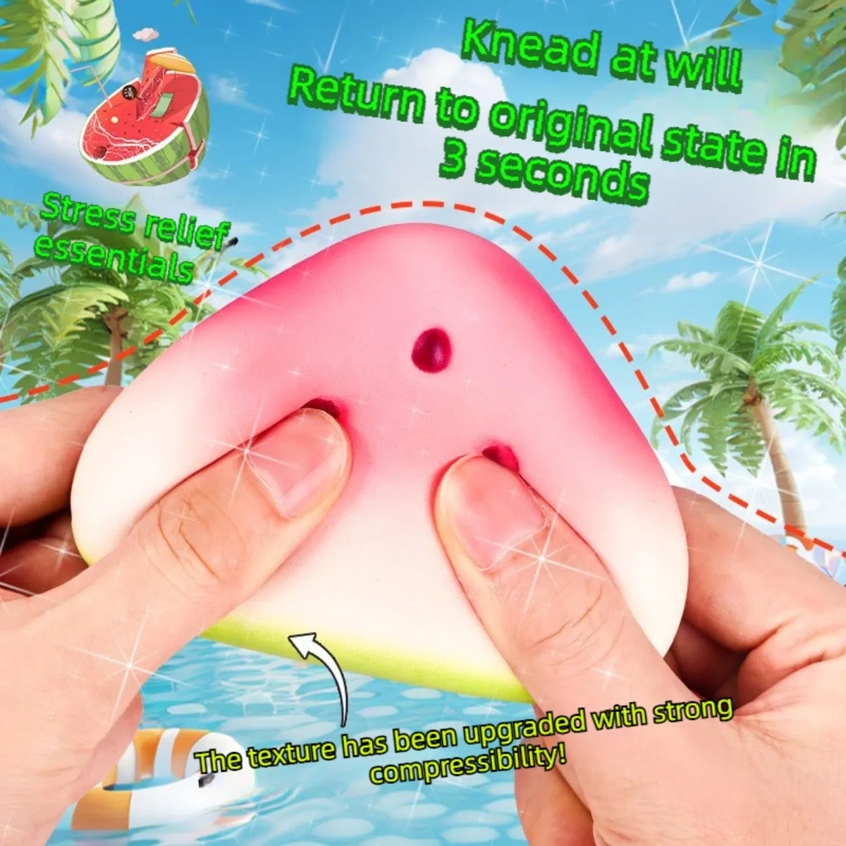 New Summer Ice Watermelon Squishy – Slow Rising Soft Wet Squeeze Stress Relief Fidget Toy, Cute Aesthetic Decor for Kids & Adult