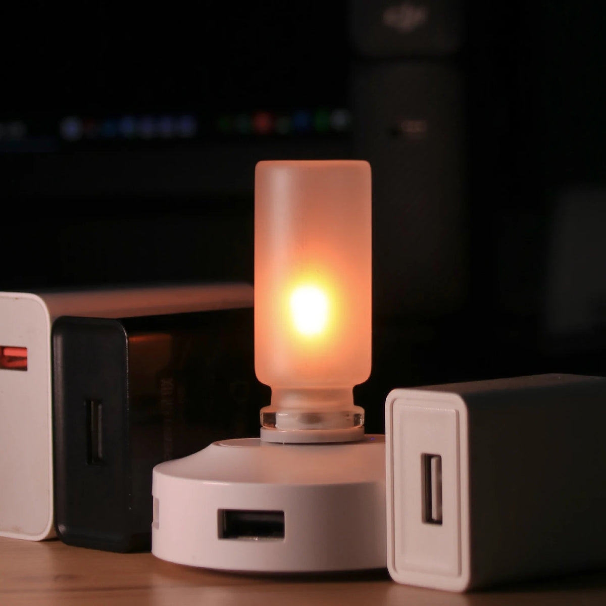 USB Flickering Flame LED Night Light – Clear or Frosted Glass
