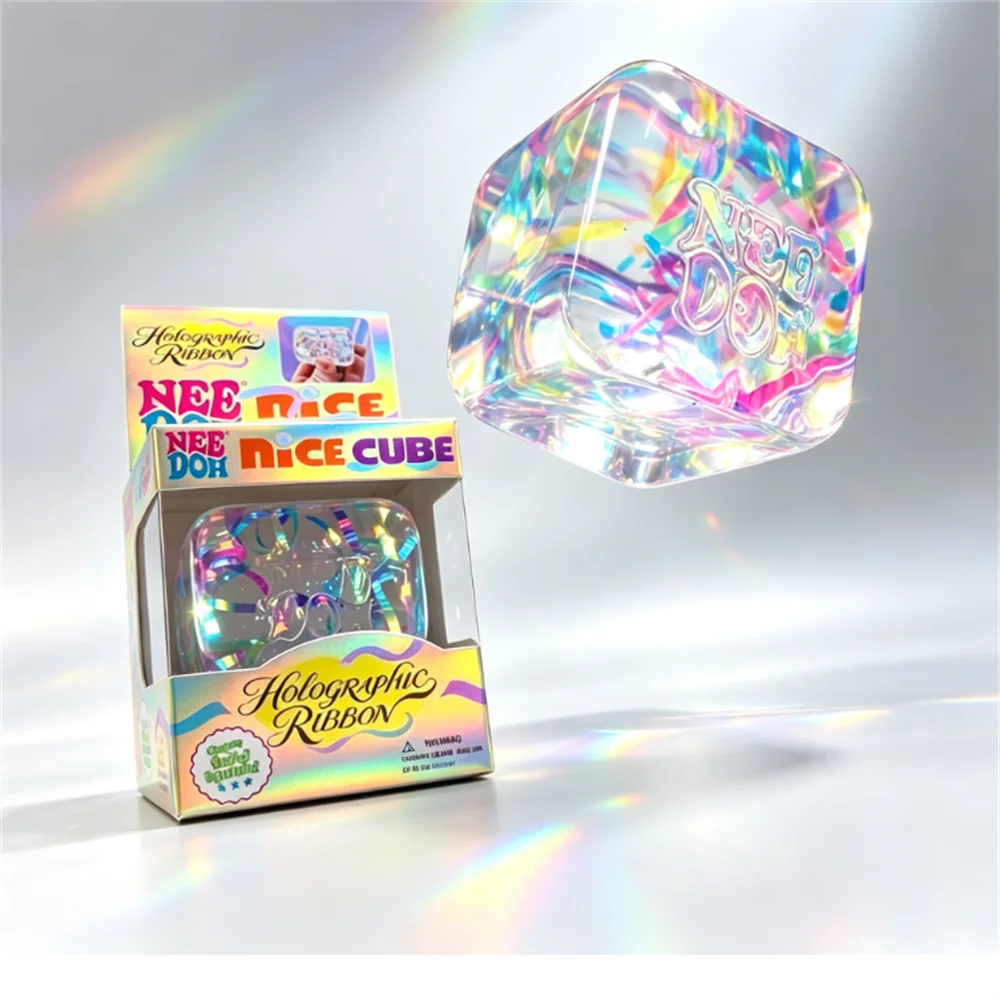 Holographic Ribbon Squeeze Fidget Cube