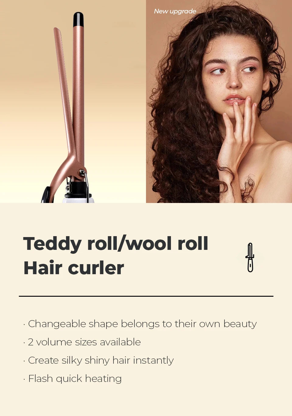 Ceramic Perm Bar Curling Iron – 0.51" Barrel, Fast Heating, Dual Voltage, 180–200°C