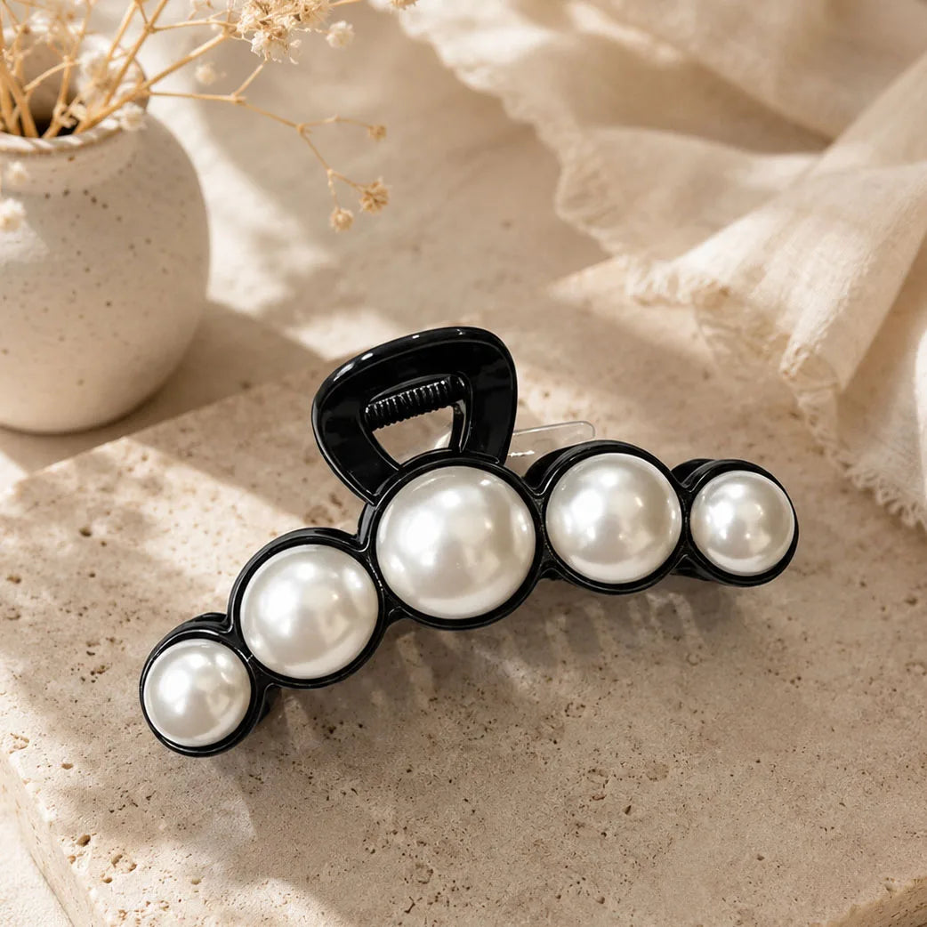 Vintage Beaded Hair Claw Clip – 11cm Large Acrylic French Claw, Gradient Bubble Ball Design for Women