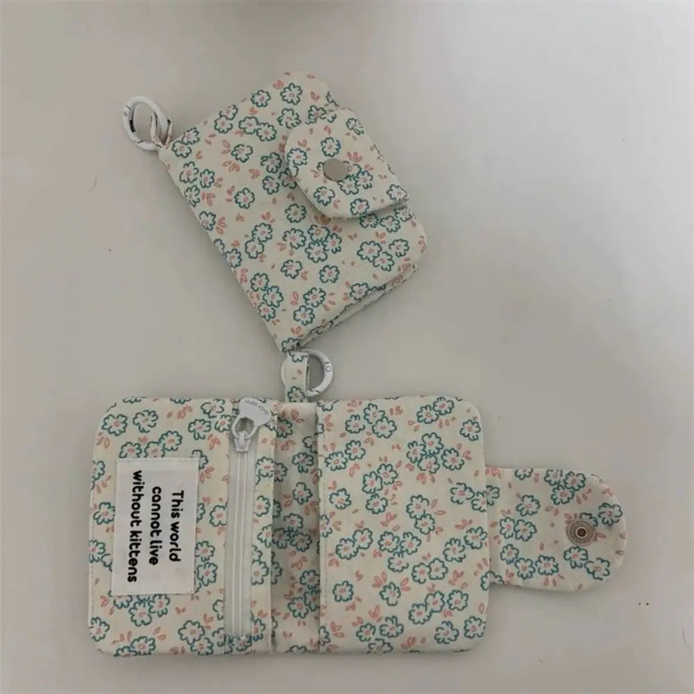 Mini Floral Coin Purse – Snap Card Holder with Key Ring, 4 Prints