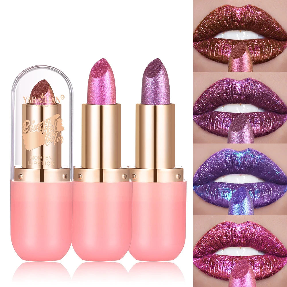 Metallic Shimmer Lipstick – 7 Chameleon & Pearl Shades
