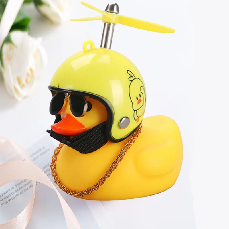 Hot Car Cute Little Pink Duck With Helmet Propeller Wind-breaking Wave-breaking Pink Bike Motorc Riding Auto Internal Decoration