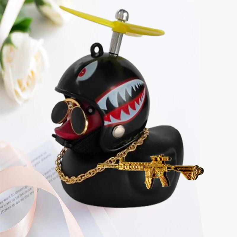 Motor Accessories Yellow Duck with Helmet for Bike Without Lights Auto Car Accessories Duck In The Car Car Interior Decoration