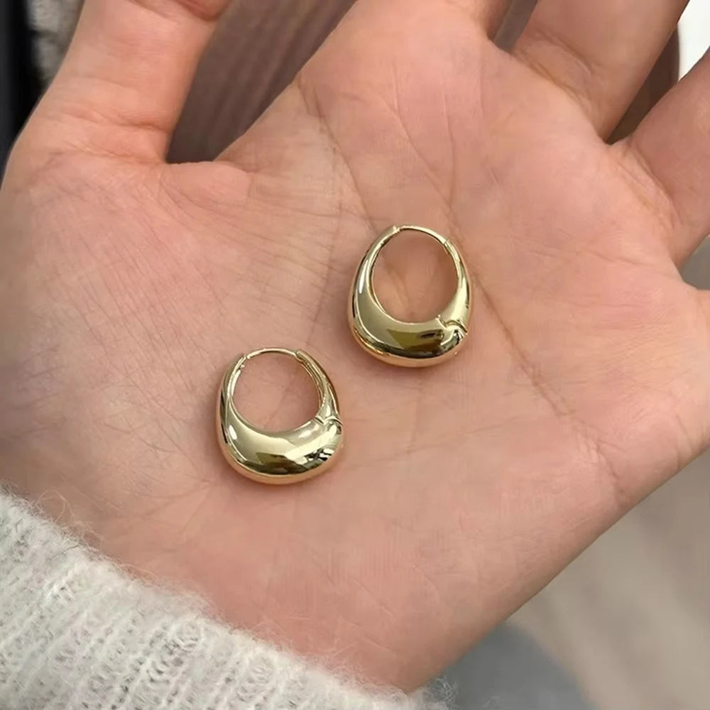 Polished Chunky Hoop Earrings – Gold or Silver Tone