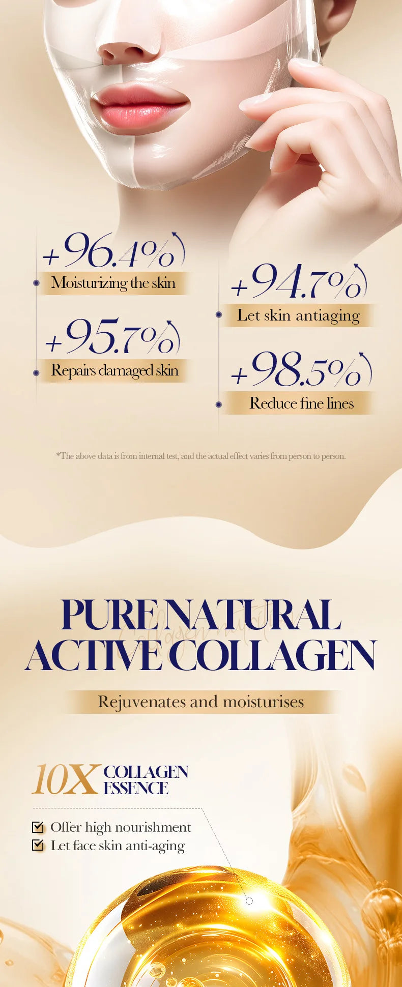 Korean Collagen Anti Wrinkle Facial Mask Fade Fine Lines Anti Aging Firm Skin Moisturizing Brightening Skincare Mask