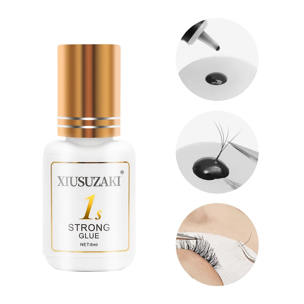 XIUSUZAKI Lash Extension Adhesive – Black, Clear & UV Options, 6 mL