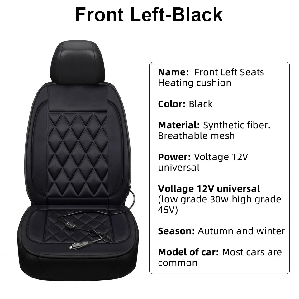 12V Heated Car Seat Cushion – Quilted, 2 Heat Settings