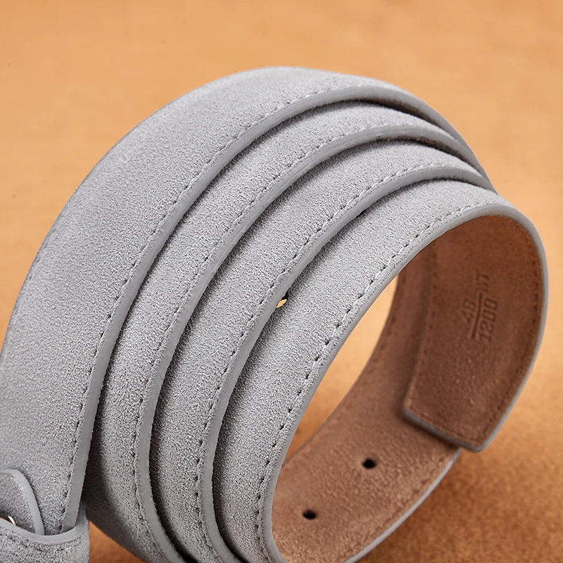 Suede-Look Casual Belt with Classic Pin Buckle
