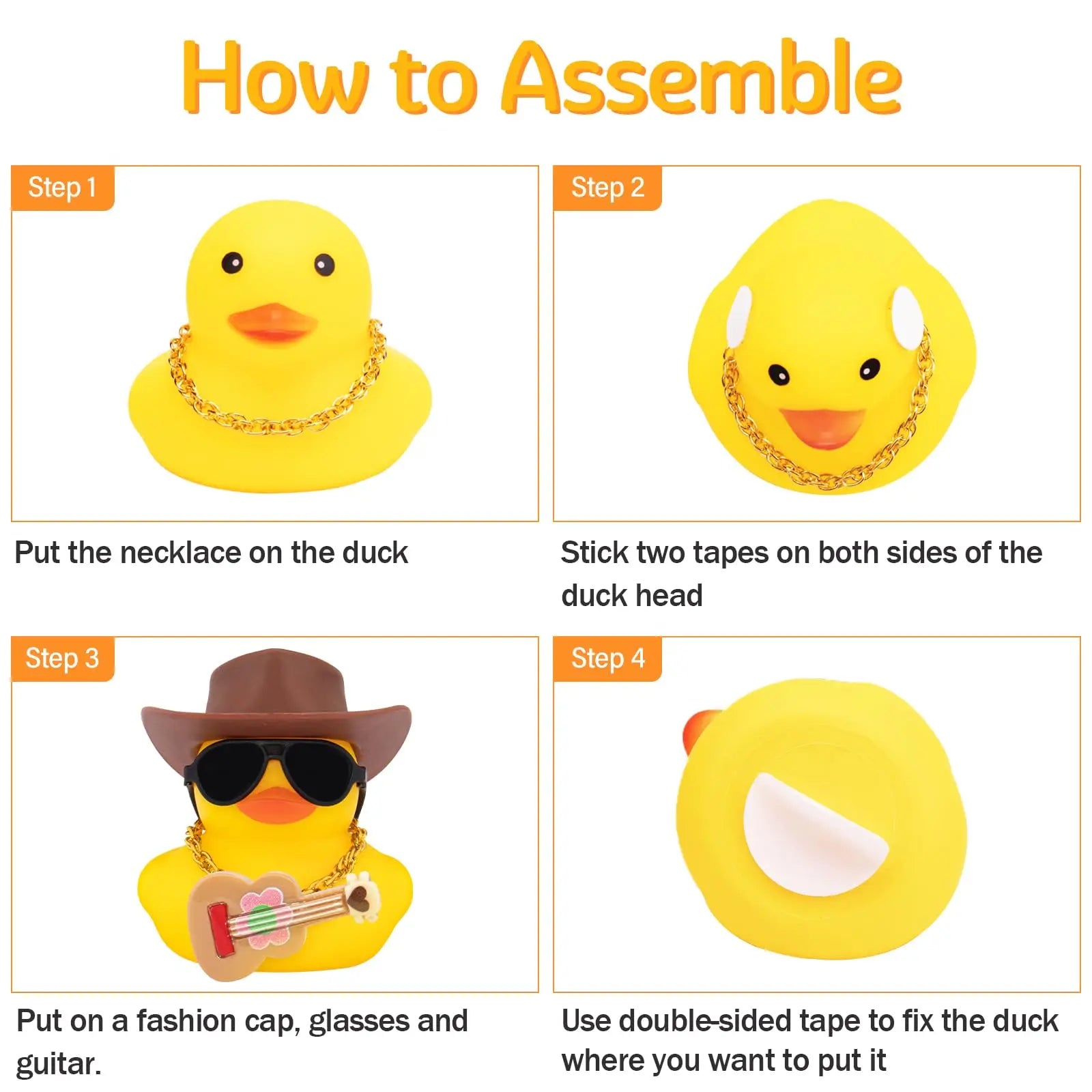 Car Dashboard Rubber Ducks, Ducky Decorations for Gag Car Ornament Cute Duck with Cowboy Hat,