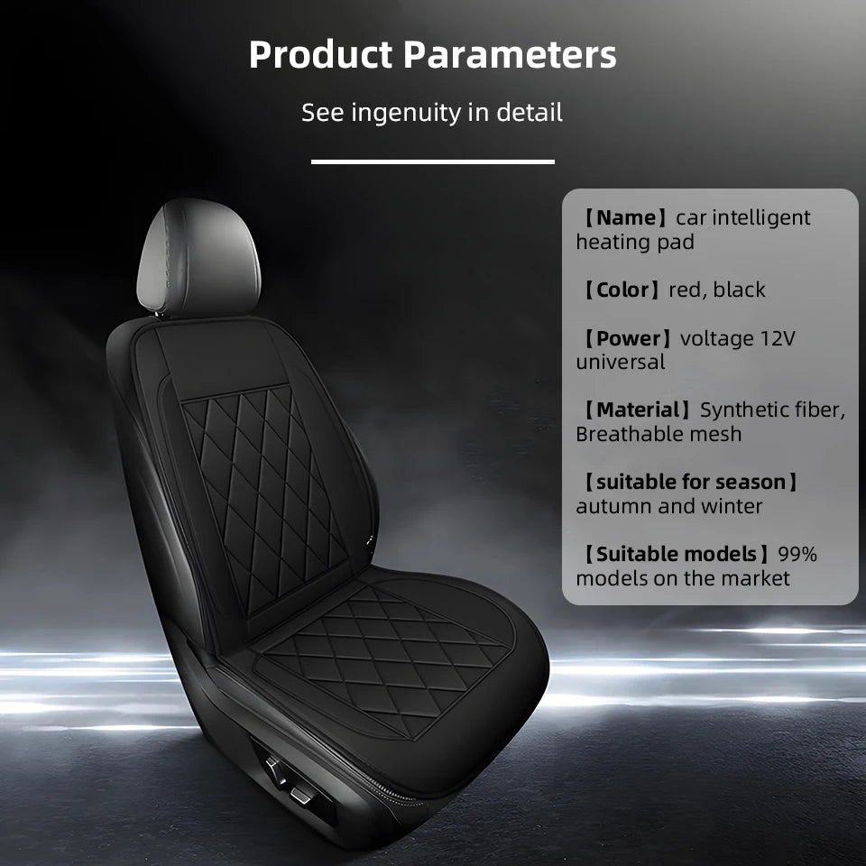 12V Heated Car Seat Cushion – Quilted, 2 Heat Settings