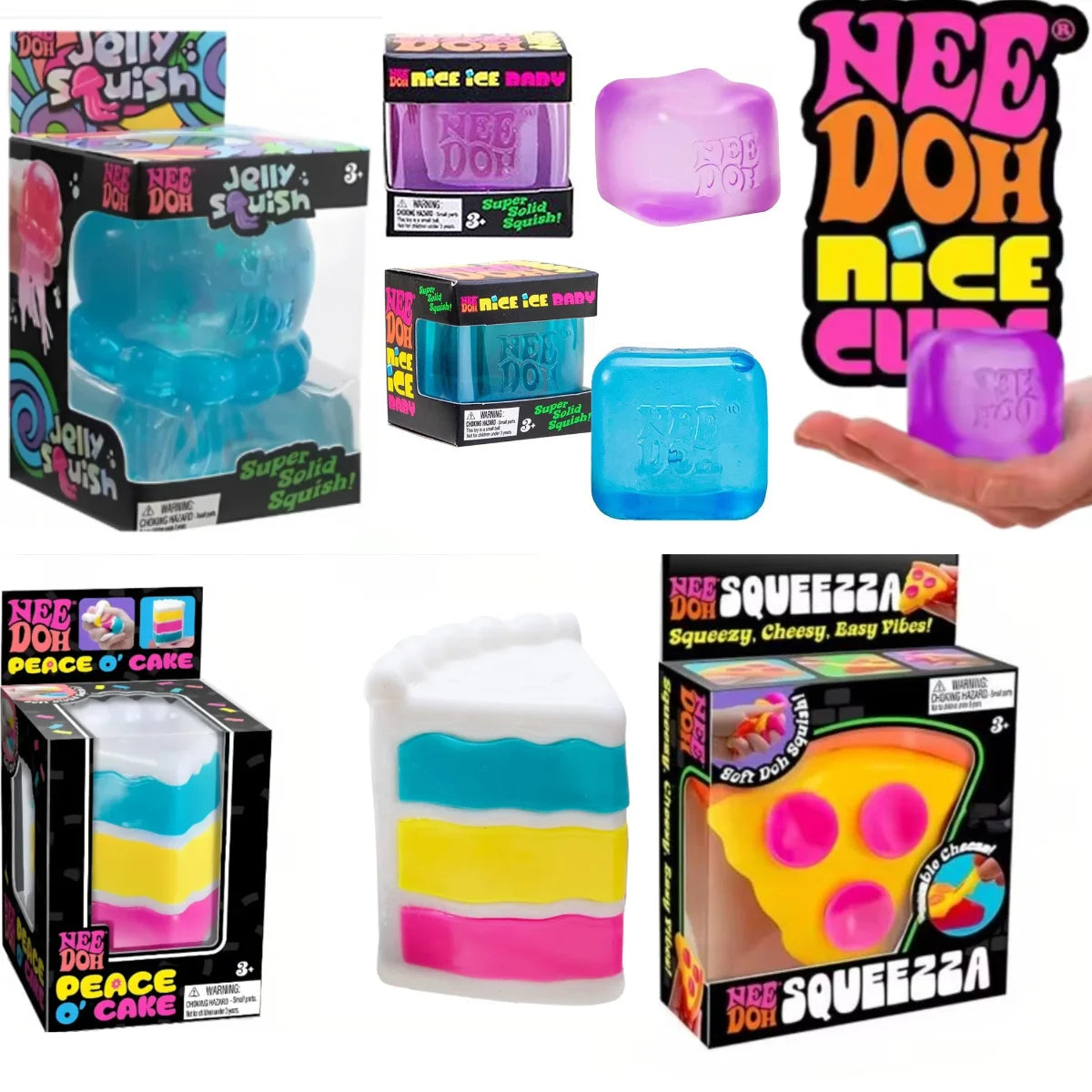 Nee Doh Pizza Sensory Fidget Cube, Stress Relief Squishy Squeeze Toy Anti-Anxiety Desk Toy & Ideal Holiday Gift for Kids  Adults