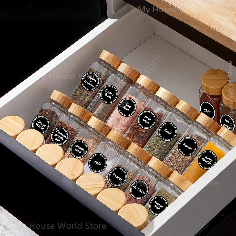 Glass Spice Jar Set with Bamboo Lids – 4 fl oz